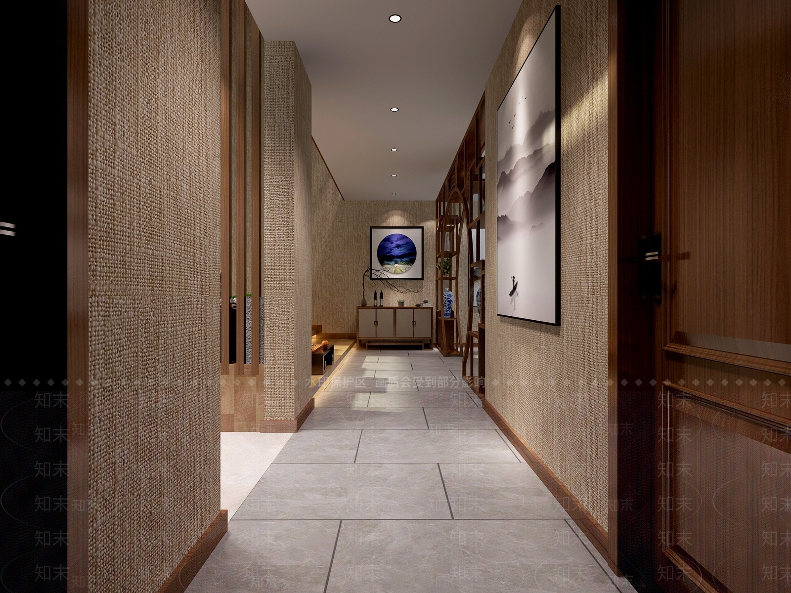 新中式挂画过道阁楼3D模型下载【ID:732351710】