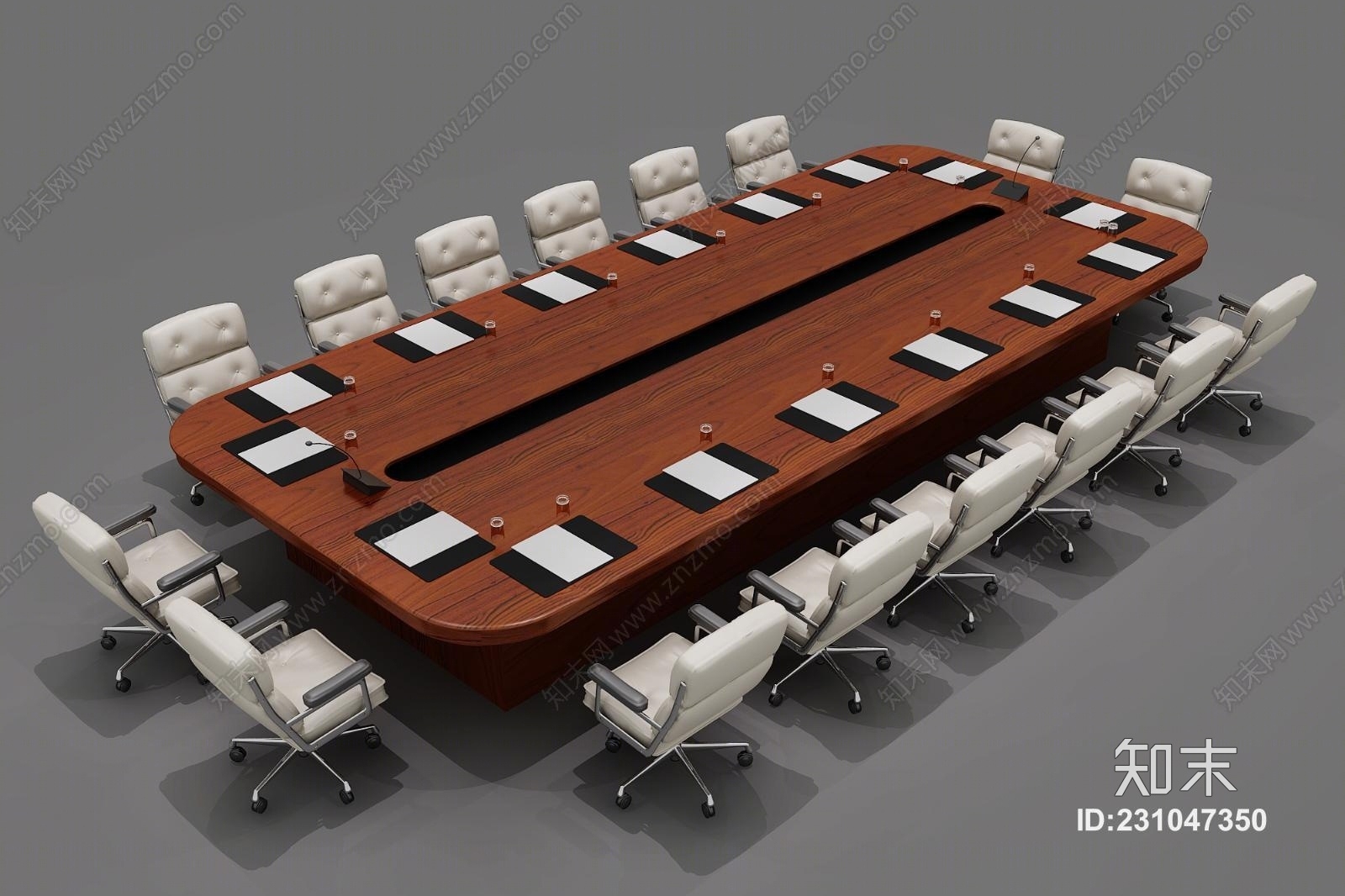 简欧现代会议桌3D模型下载【ID:231047350】