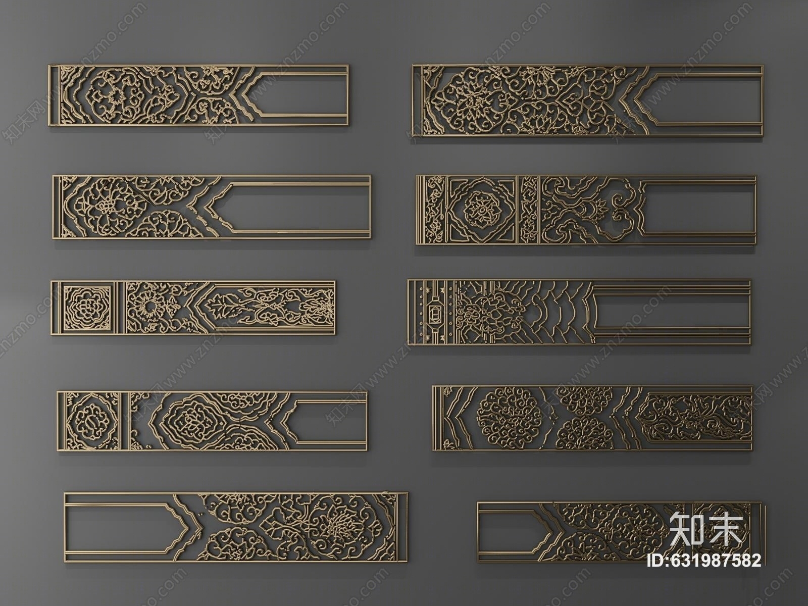 新中式栏杆雕花3D模型下载【ID:631987582】