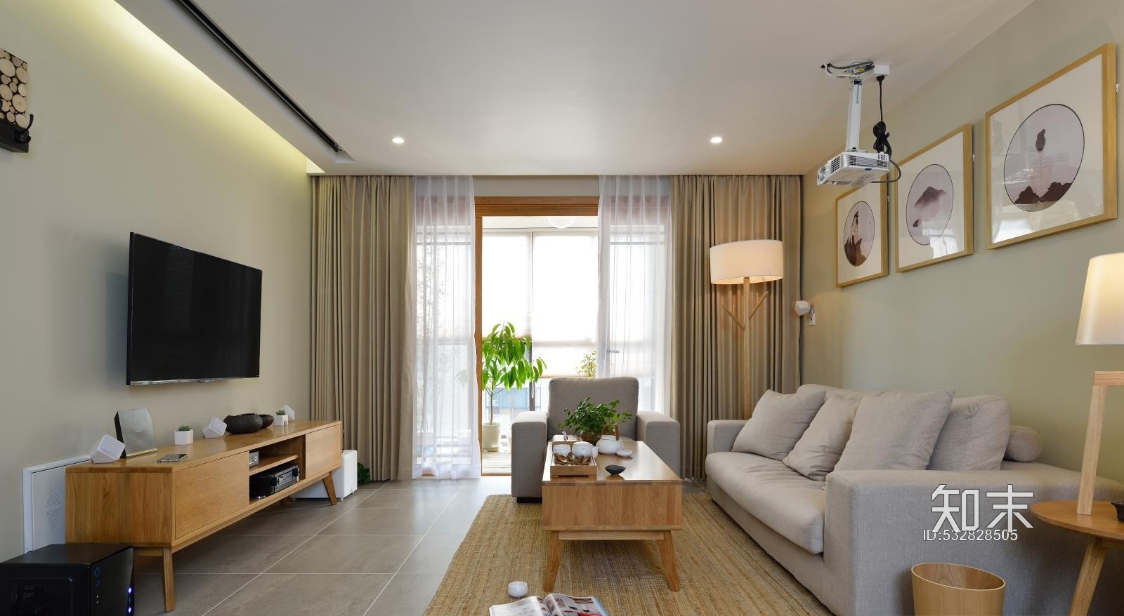 北欧风格简约家装样板房施工图CAD+效果图施工图下载【ID:532828505】