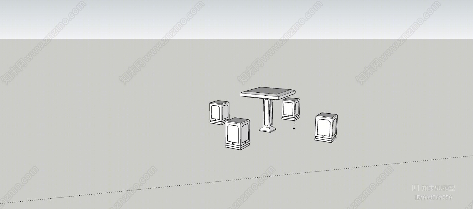 景观小品石凳SU模型下载【ID:634739756】