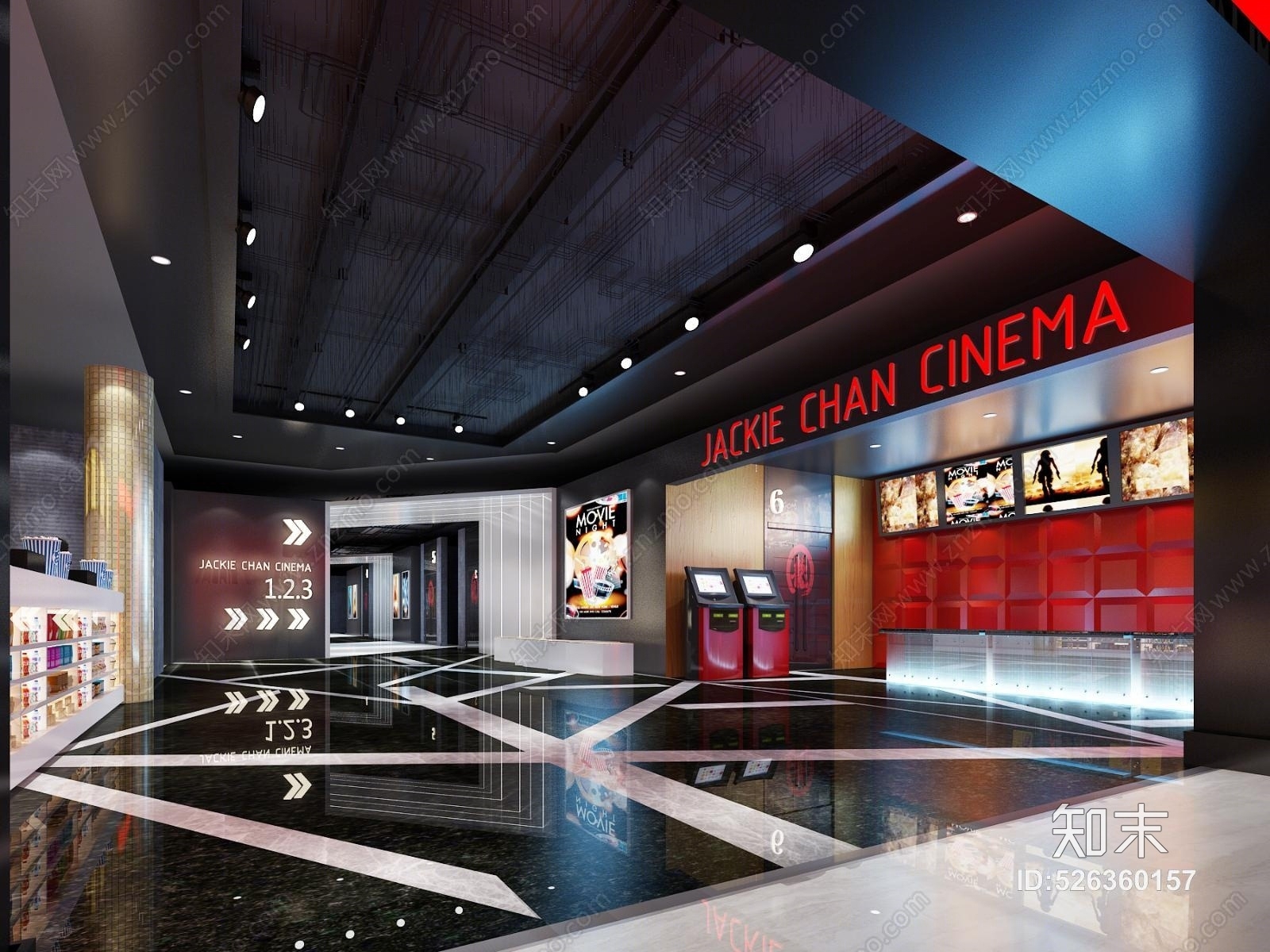 现代电影院售票大厅3D模型下载【ID:526360157】