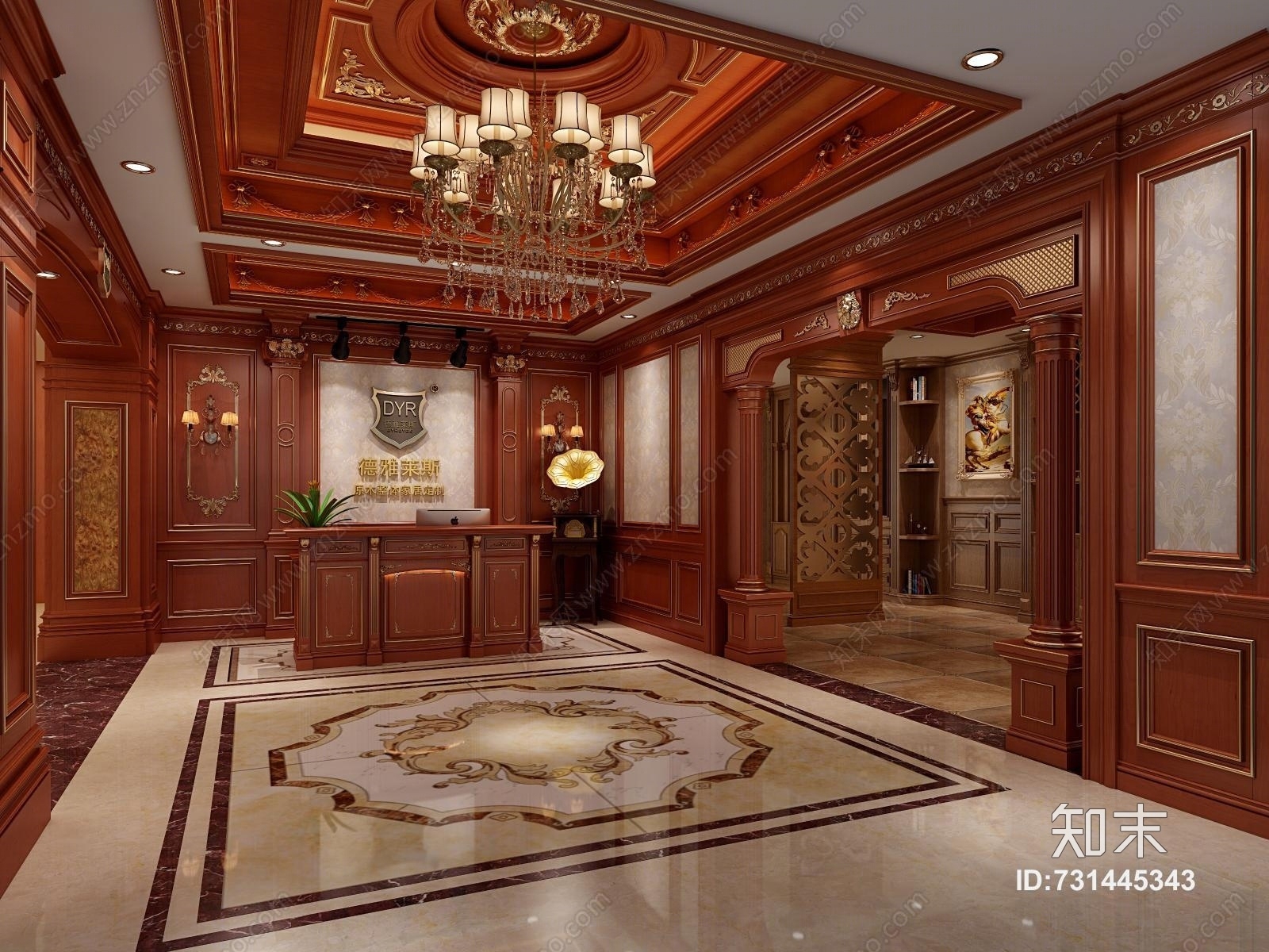 美式整木展厅3D模型下载【ID:731445343】