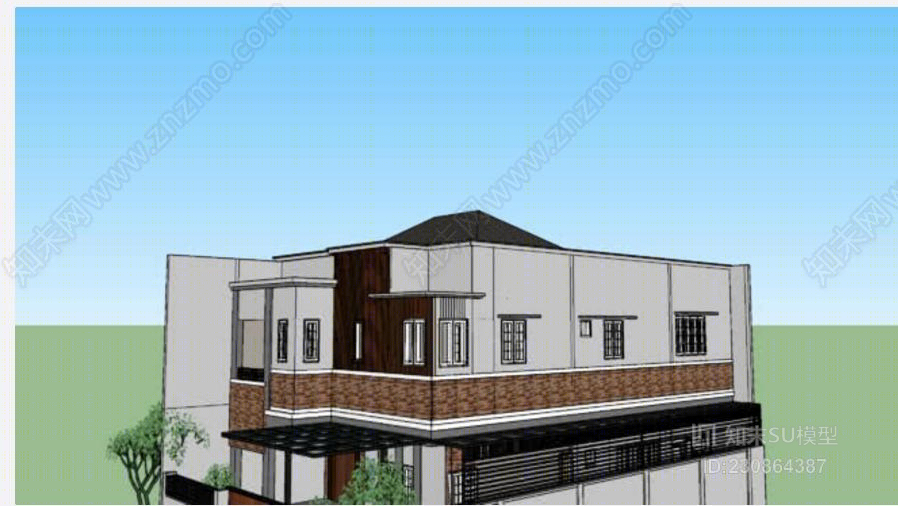 现代2层别墅SU模型下载【ID:230864387】