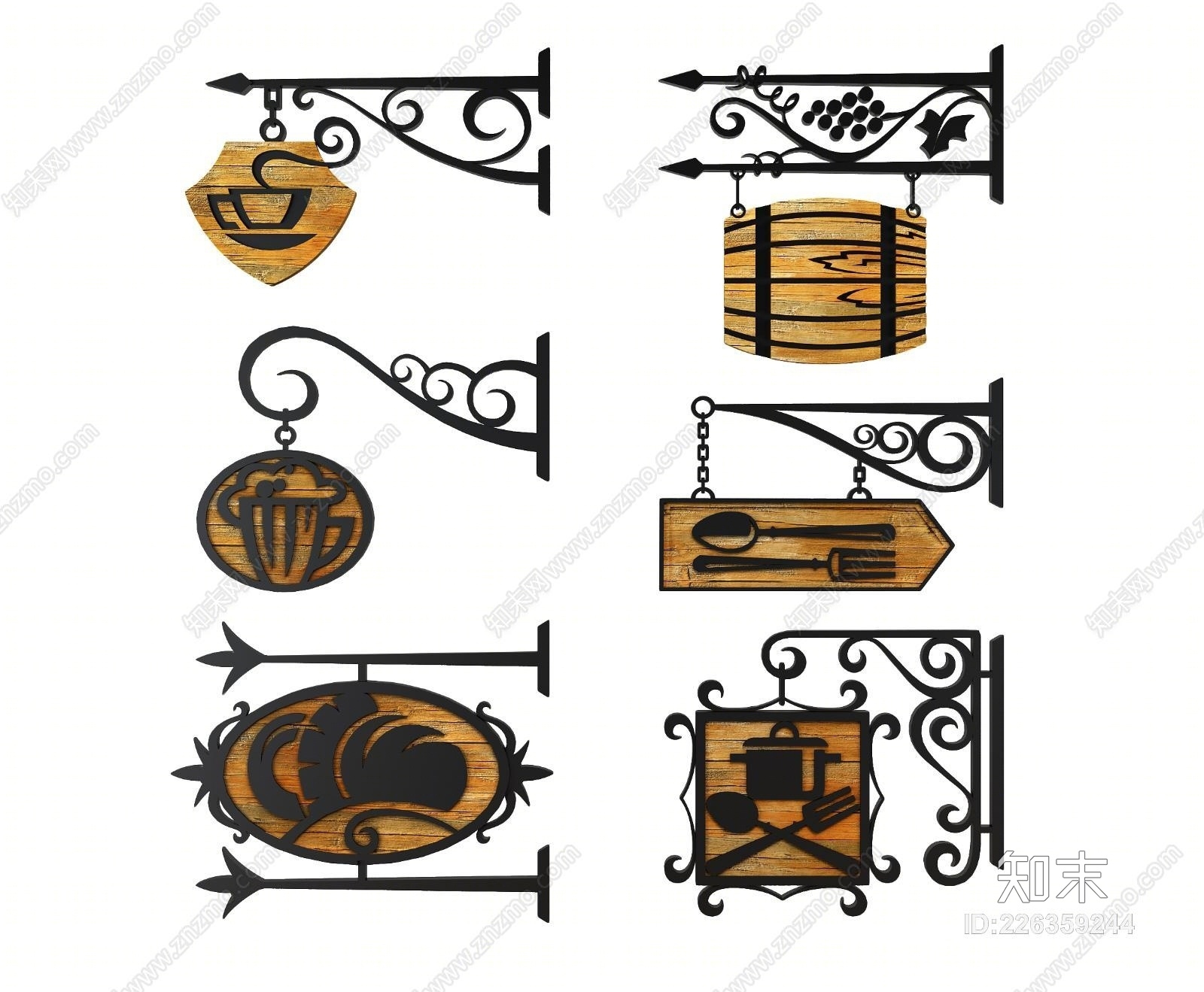 工业风店面门头广告牌3D模型下载【ID:226359244】