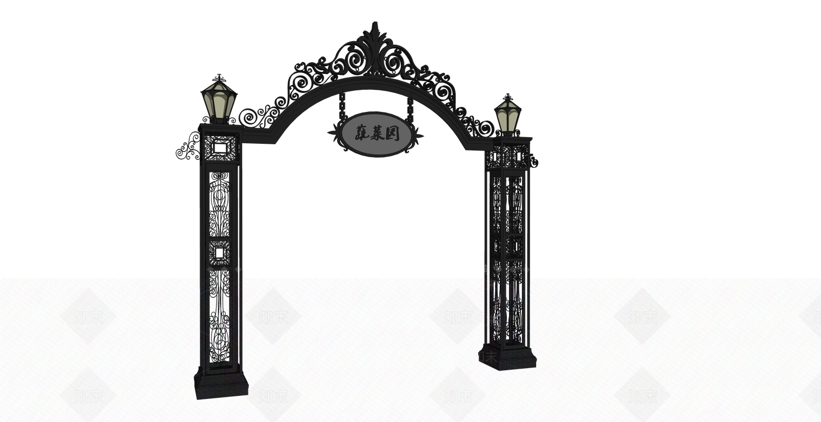 欧式高端铁艺门SU模型下载【ID:934268164】