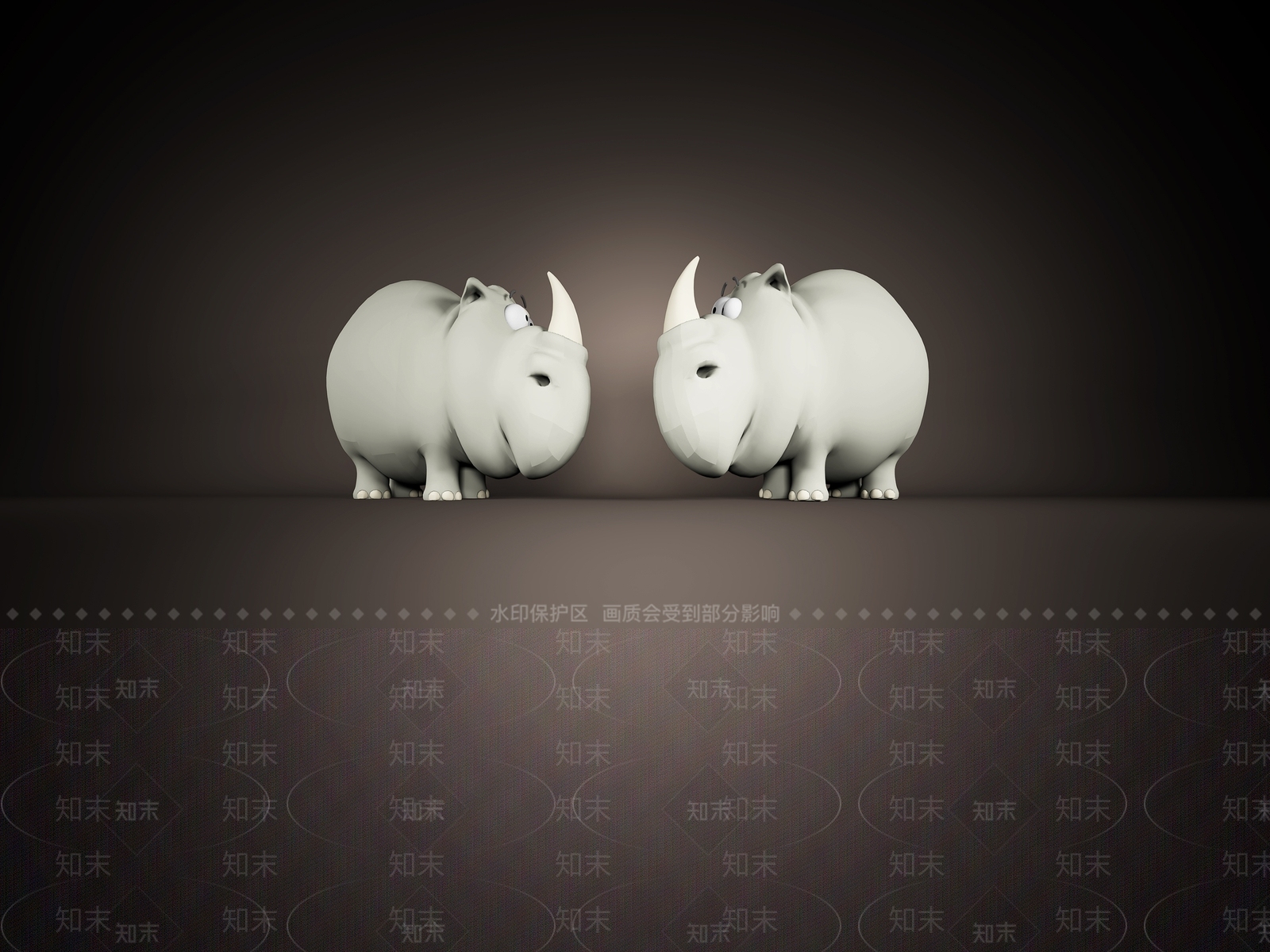 现代Q版白犀牛3D模型下载【ID:334925020】