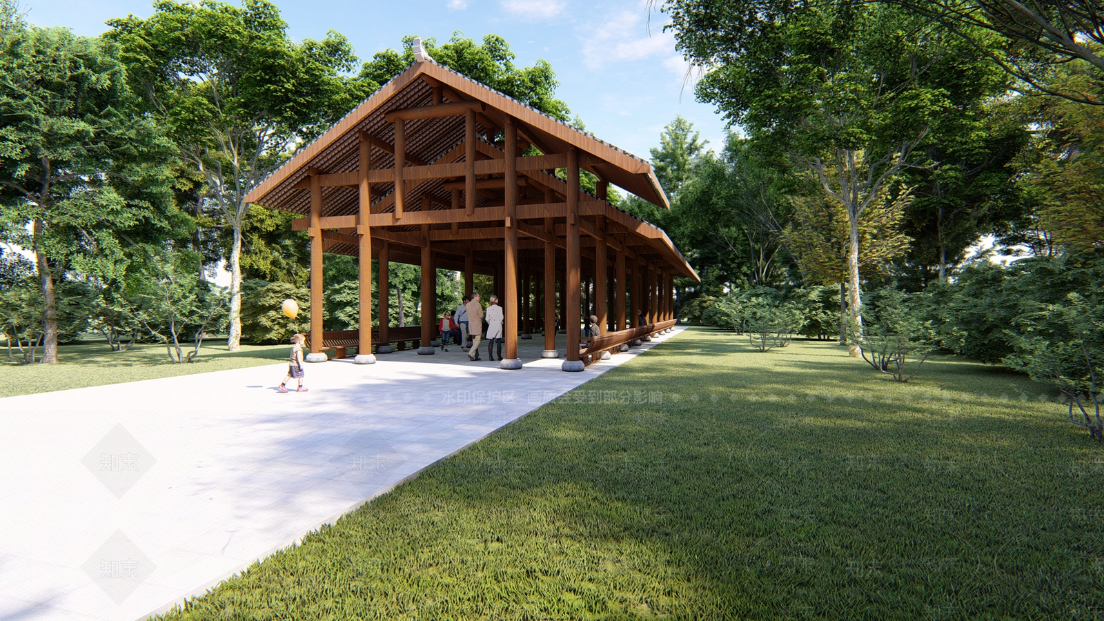 古建双层长廊3d模型下载【id:632441819】