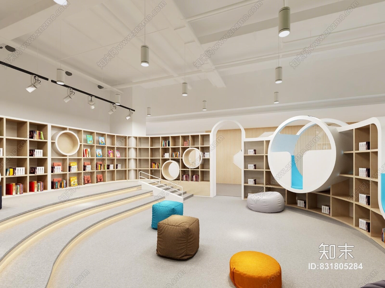 现代学校儿童绘本馆阅读区3D模型下载【ID:831805284】