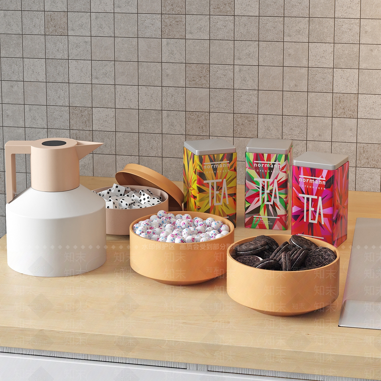 现代饼干糖果罐子食物盒子3D模型下载【ID:133337439】