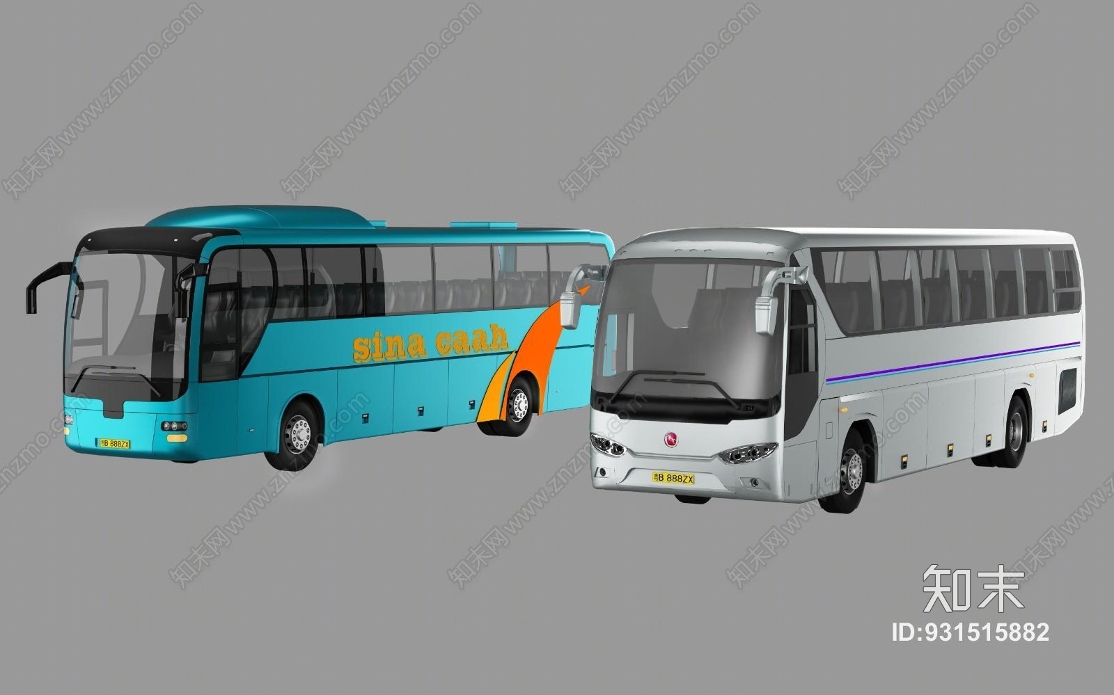 现代旅游大巴车模型3D模型下载【ID:931515882】