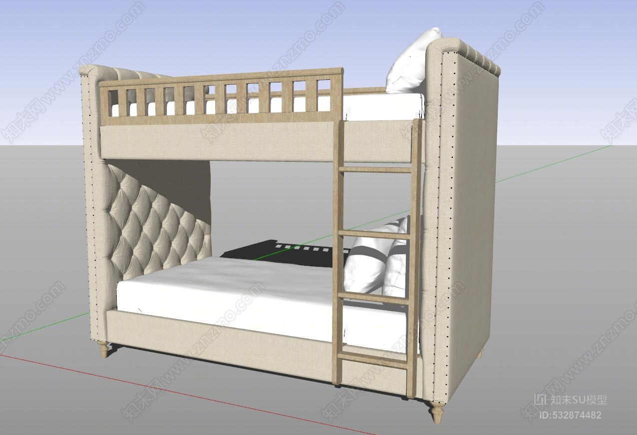 现代简约北欧风双层床儿童床SU模型下载【ID:532874482】