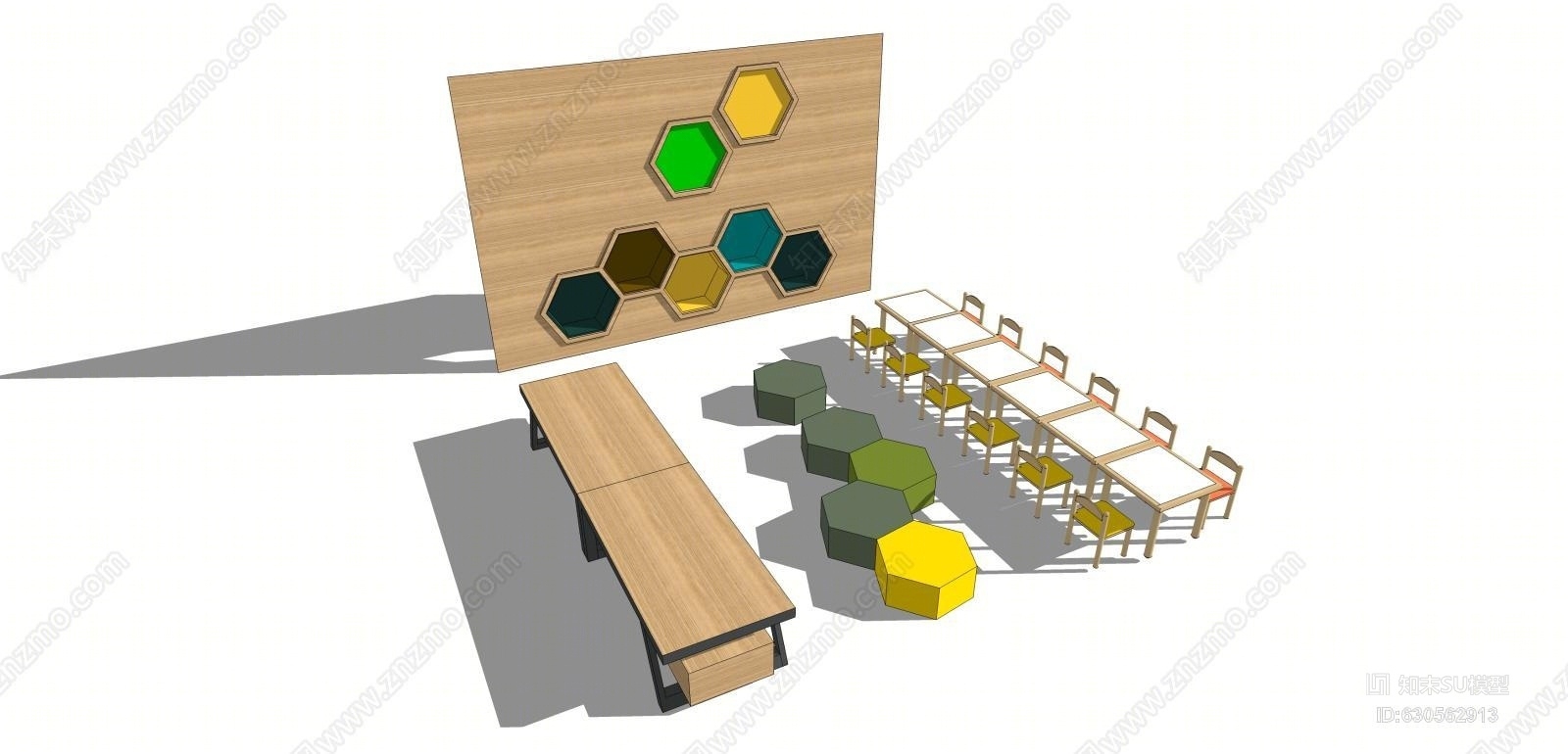现代儿童学习桌SU模型下载【ID:630562913】