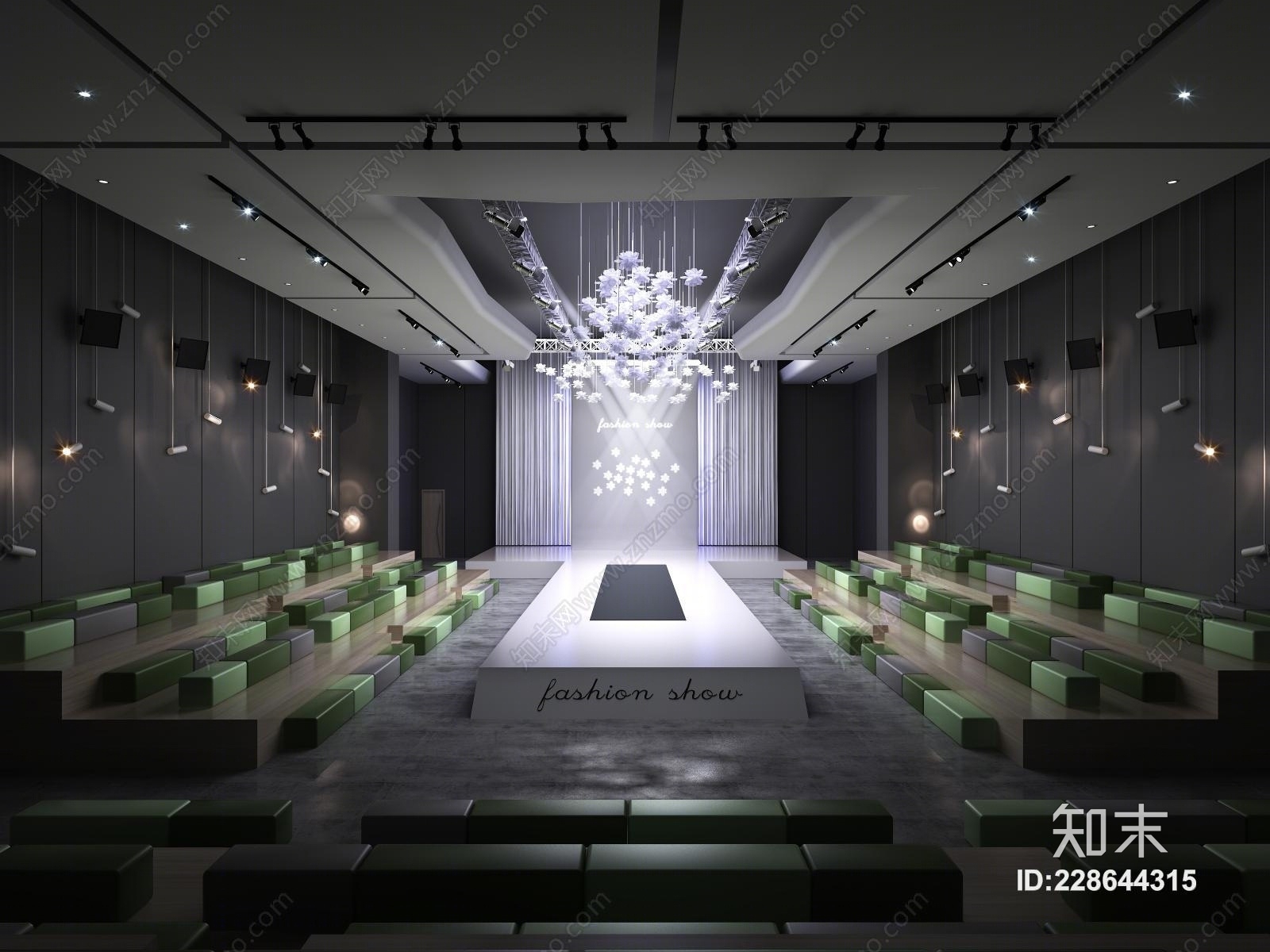 现代秀场T台吊灯墩子3D模型下载【ID:228644315】