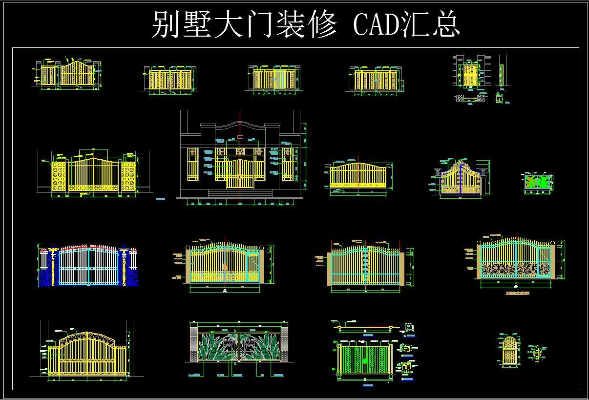 别墅大门装修cad施工图下载【ID:526749456】