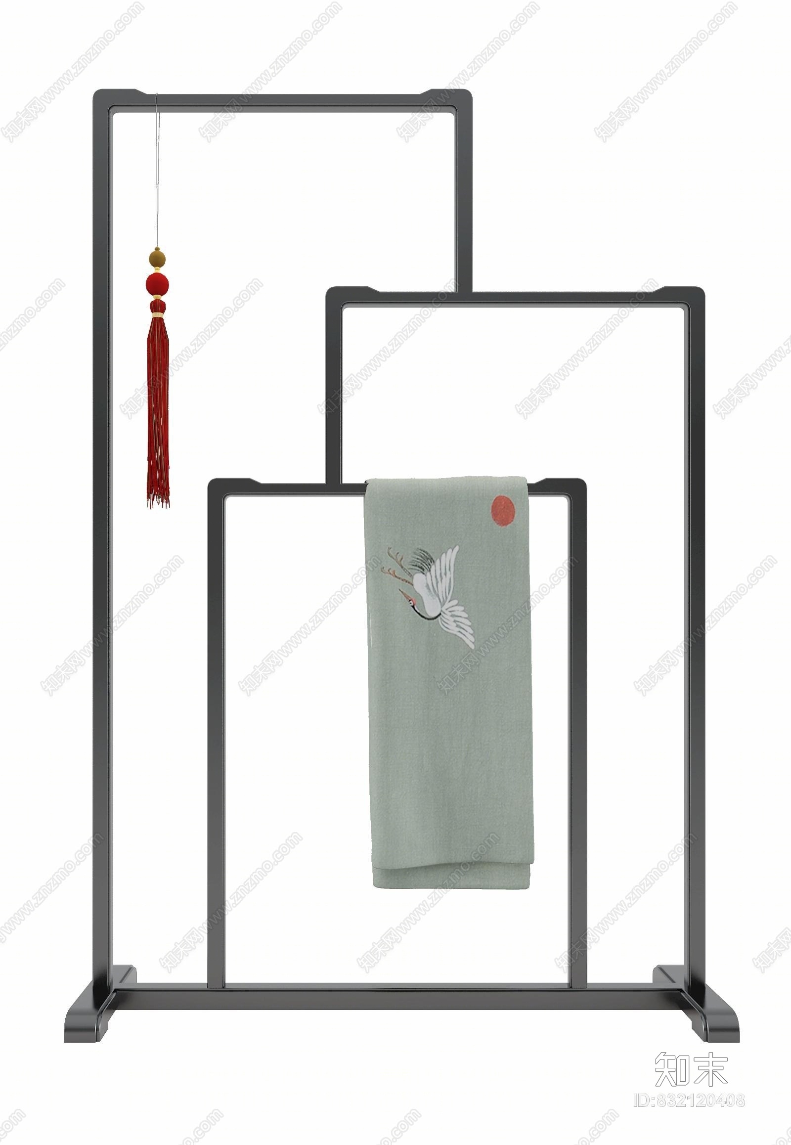 新中式衣架3D模型下载【ID:832120408】