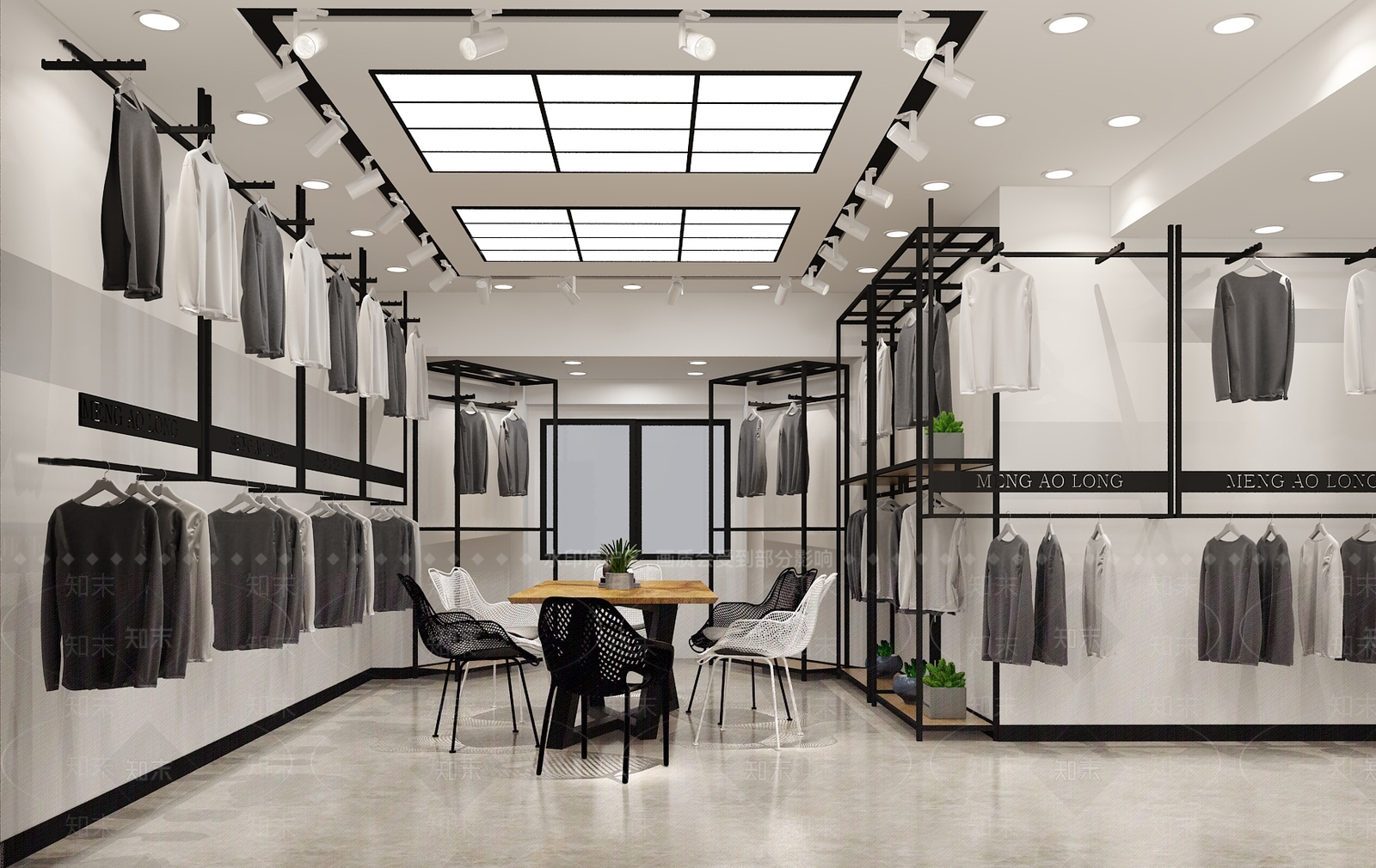 现代简约男士服装店货架3D模型下载【ID:532234426】