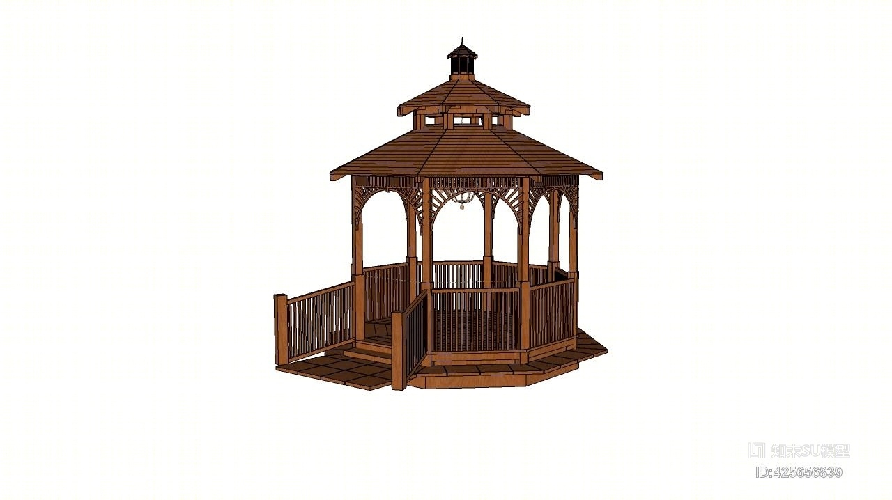 欧式三层八角亭古建筑SU模型下载【ID:425656839】