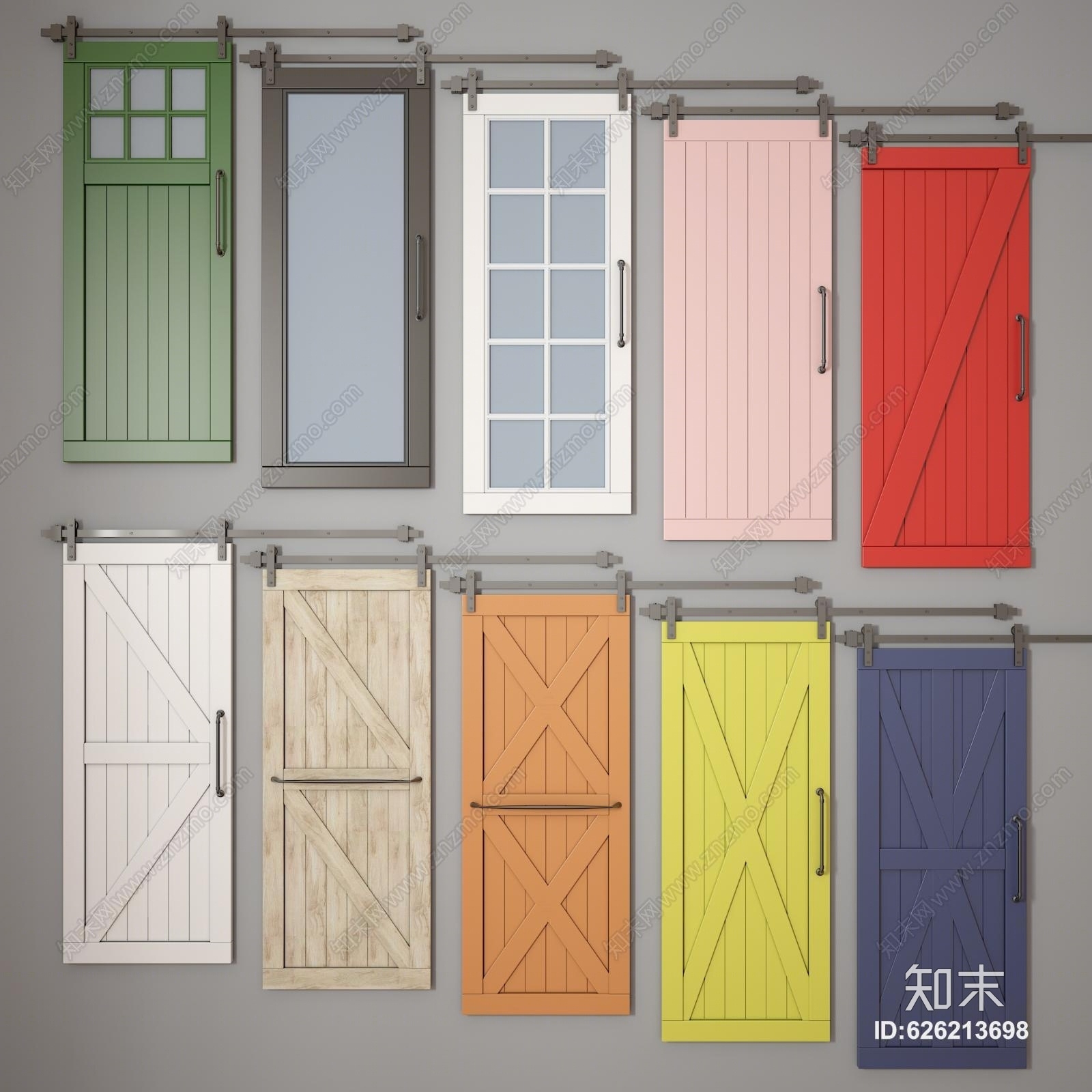简欧移动门3D模型下载【ID:626213698】