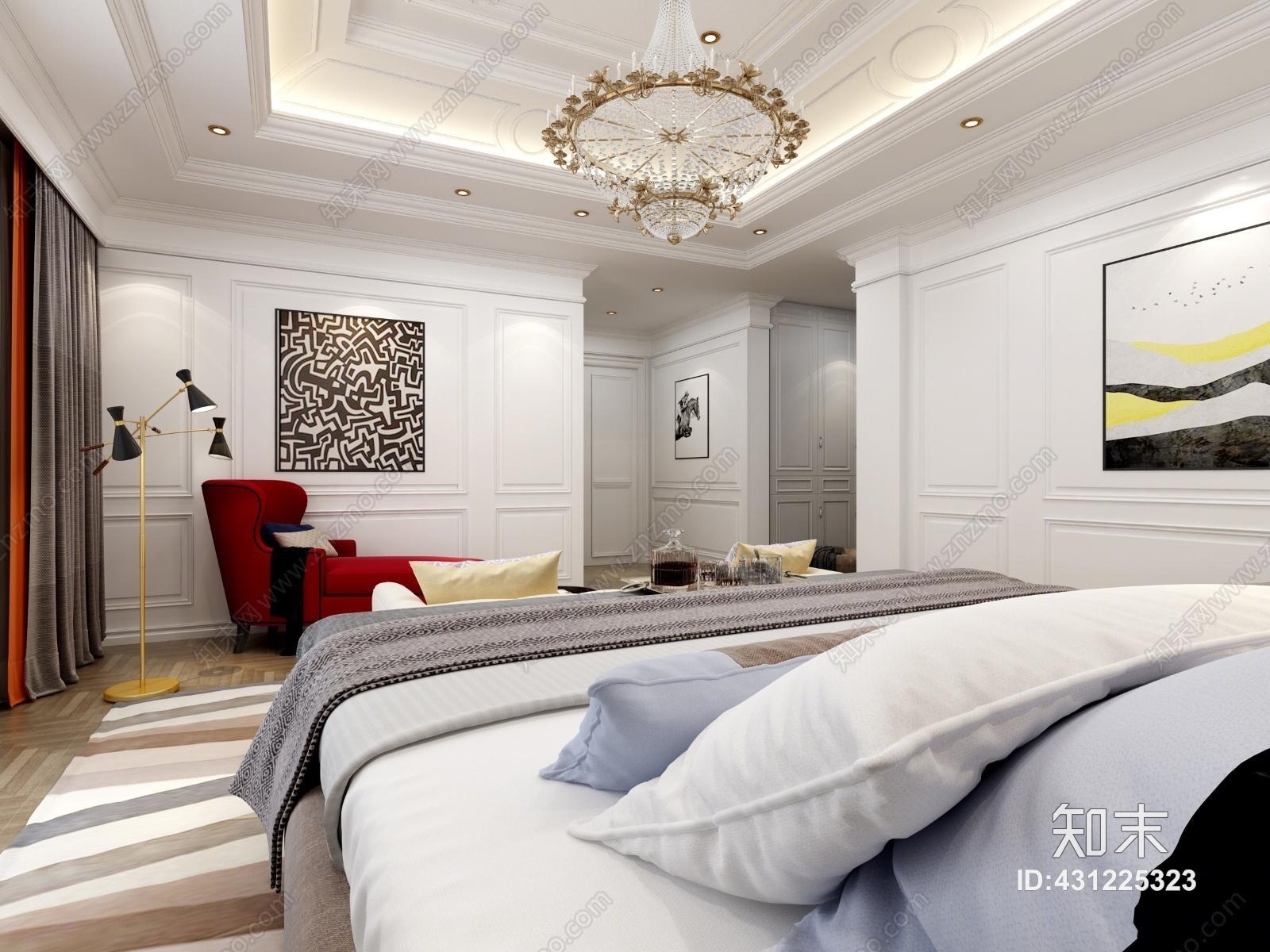 欧式古典欧式主卧床吊灯3D模型下载【ID:431225323】