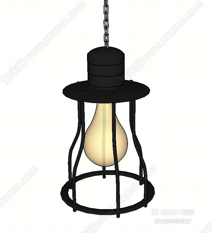 吊灯煤油灯工业复古灯马灯金属锁链灯SU模型下载【ID:329986827】