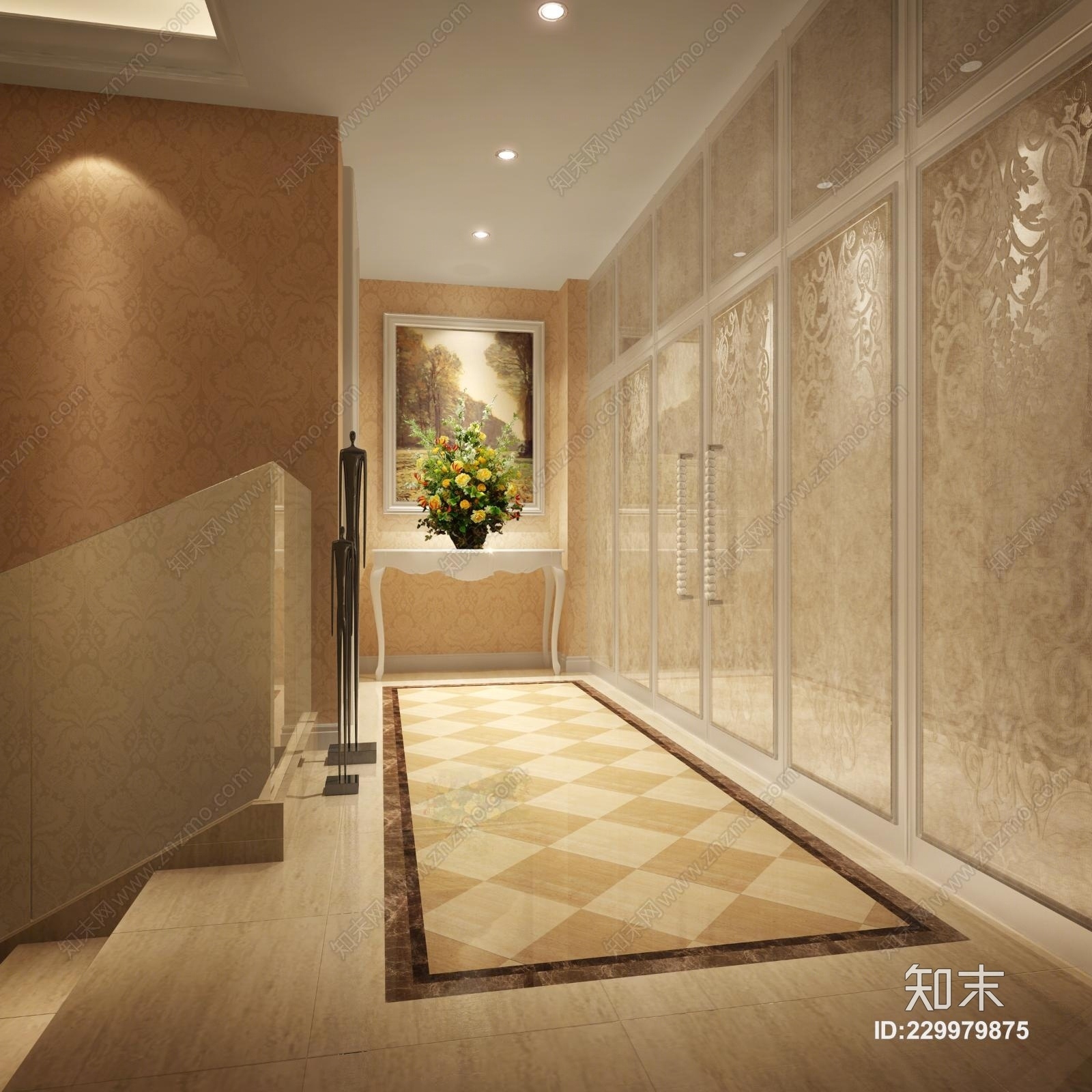 过道玄关楼梯装饰柜3D模型下载【ID:229979875】