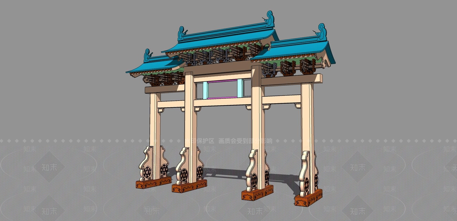 中式牌坊牌楼SU模型草图