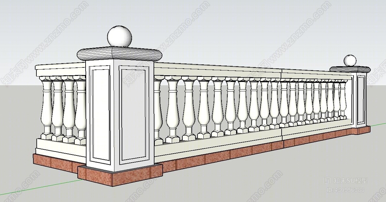 欧式罗马柱扶手及立柱栏杆室外SU模型下载【ID:430956388】
