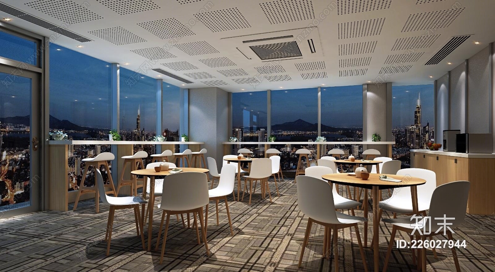 现代餐厅桌子椅子组合3D模型下载【ID:226027944】