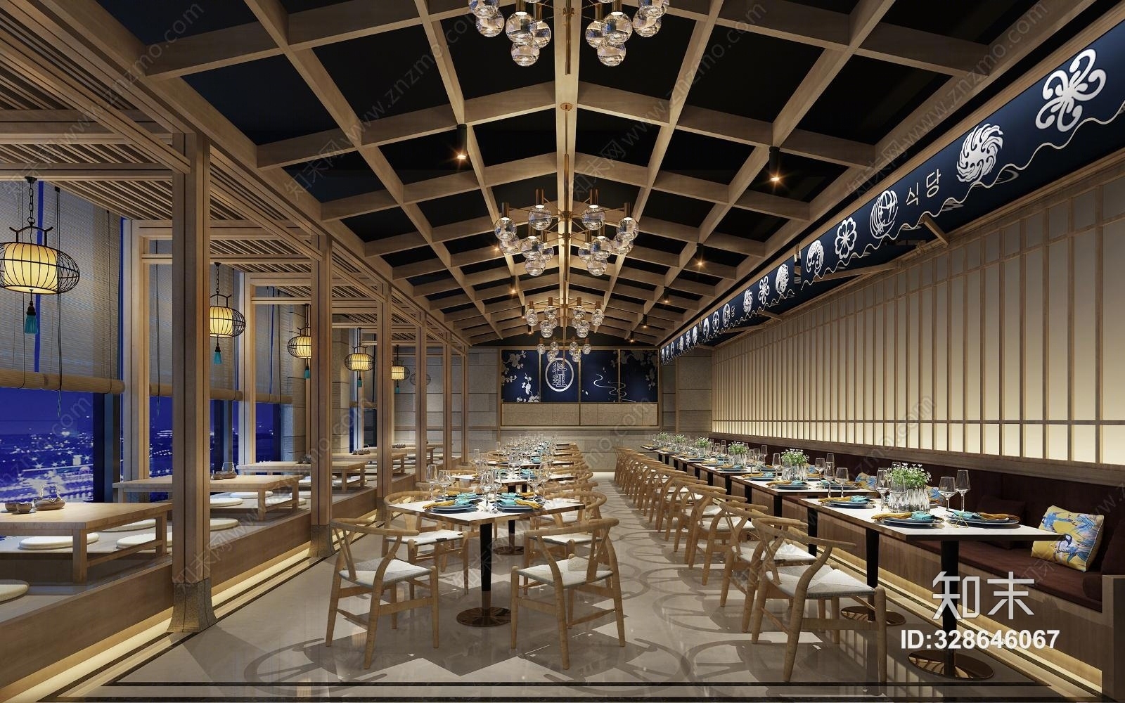 日式韩式料理餐厅3D模型下载【ID:328646067】