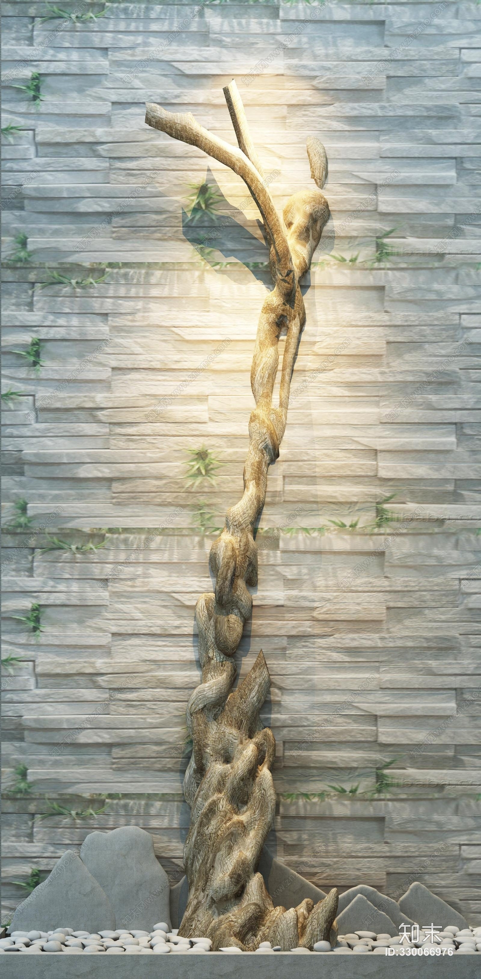 中式树枝干枝装饰品3D模型下载【ID:330066976】