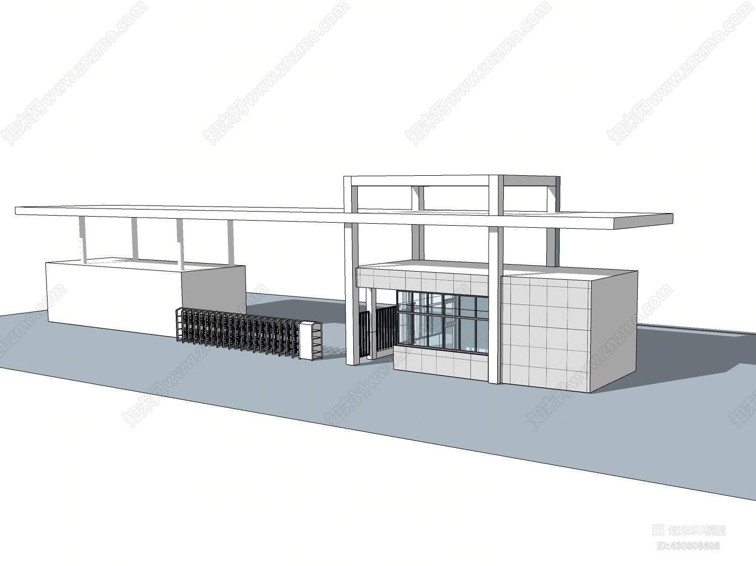 现代大门入口岗亭SU模型下载【ID:430608898】