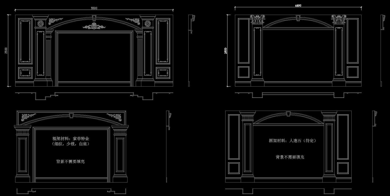 经典背景墙CAD图集cad施工图下载【ID:132524241】