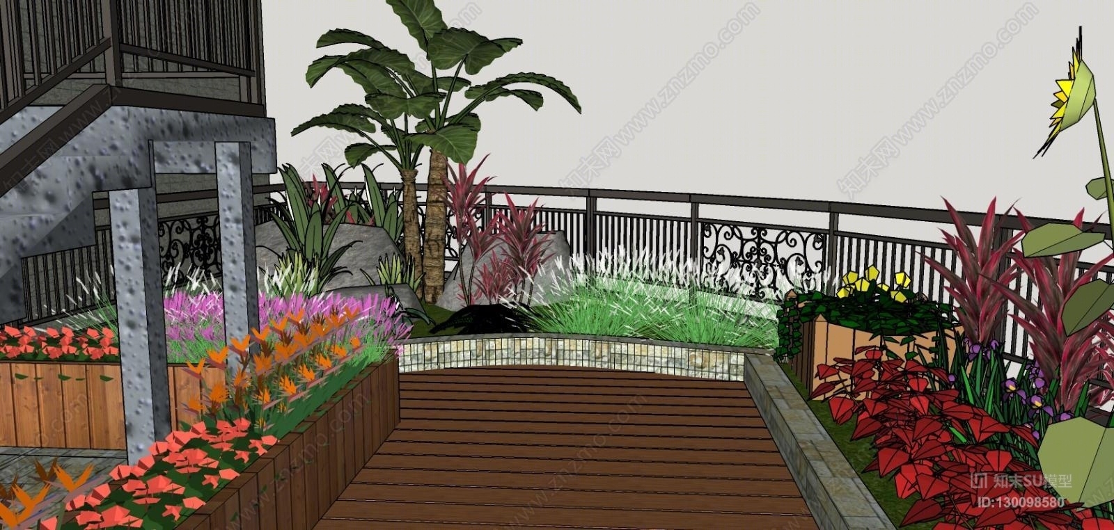 广州镂口顶楼花园室外SU模型下载【ID:130098580】