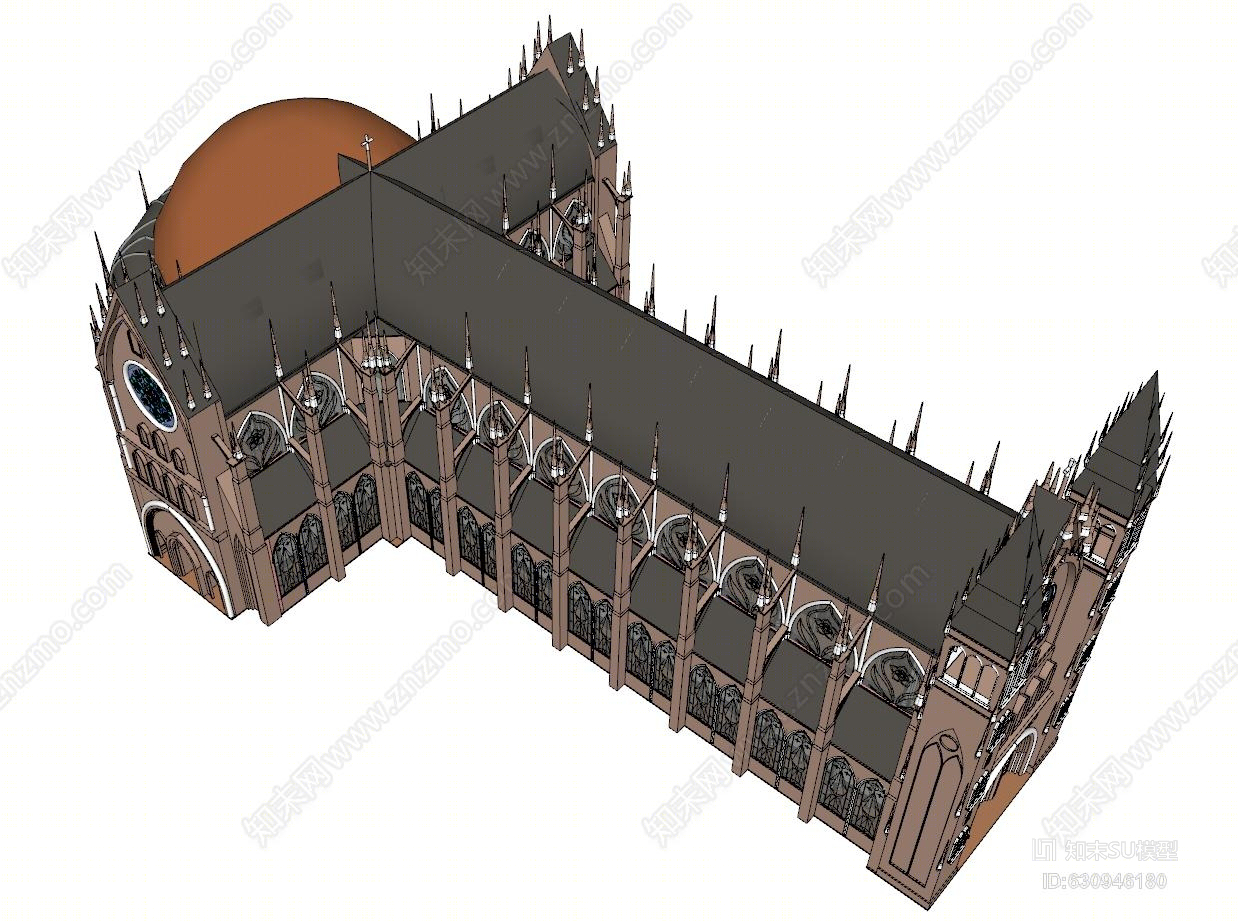 哥特式教堂模型SU模型下载【ID:630946180】