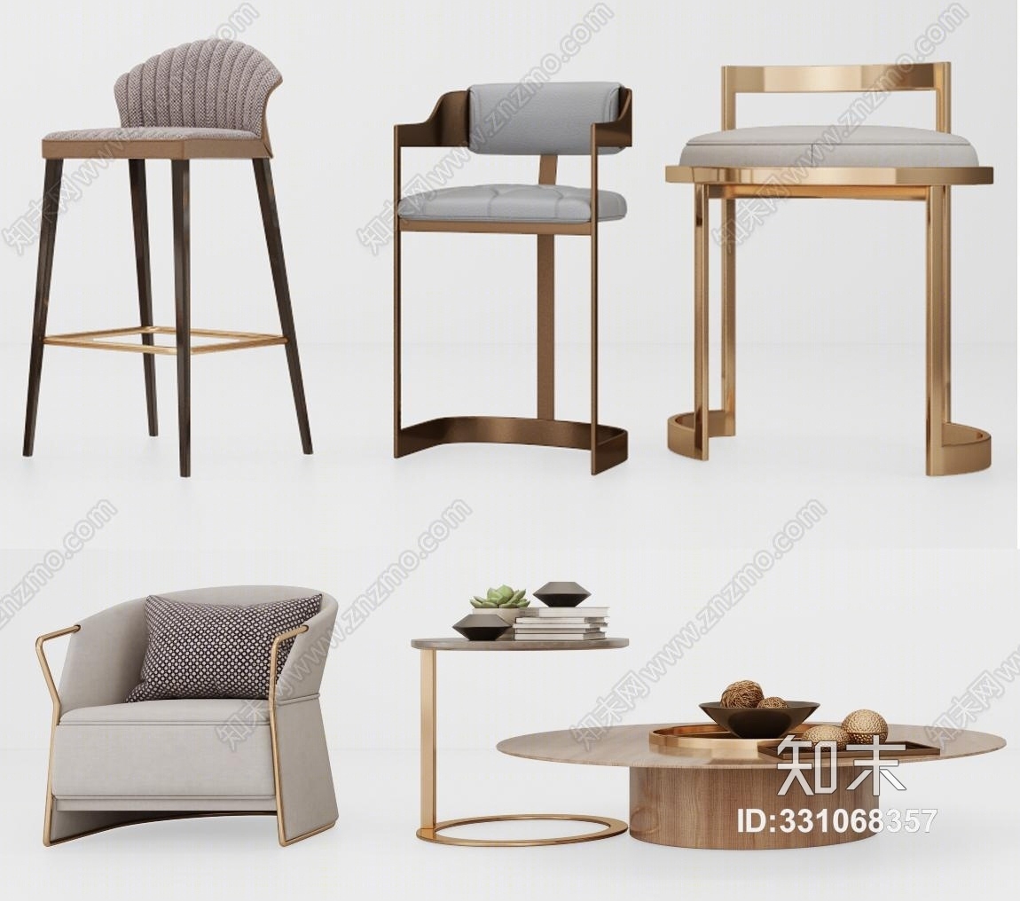新古典家具休闲椅3D模型下载【ID:331068357】
