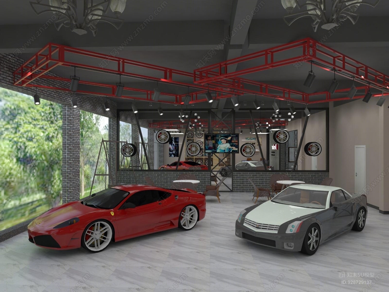 汽车4S店SU模型下载【ID:928729137】