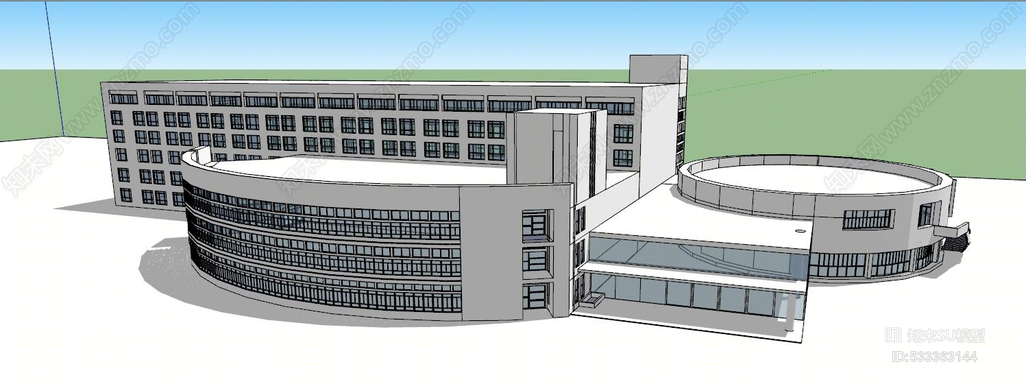 现代大学图书馆SU模型下载【ID:533363144】