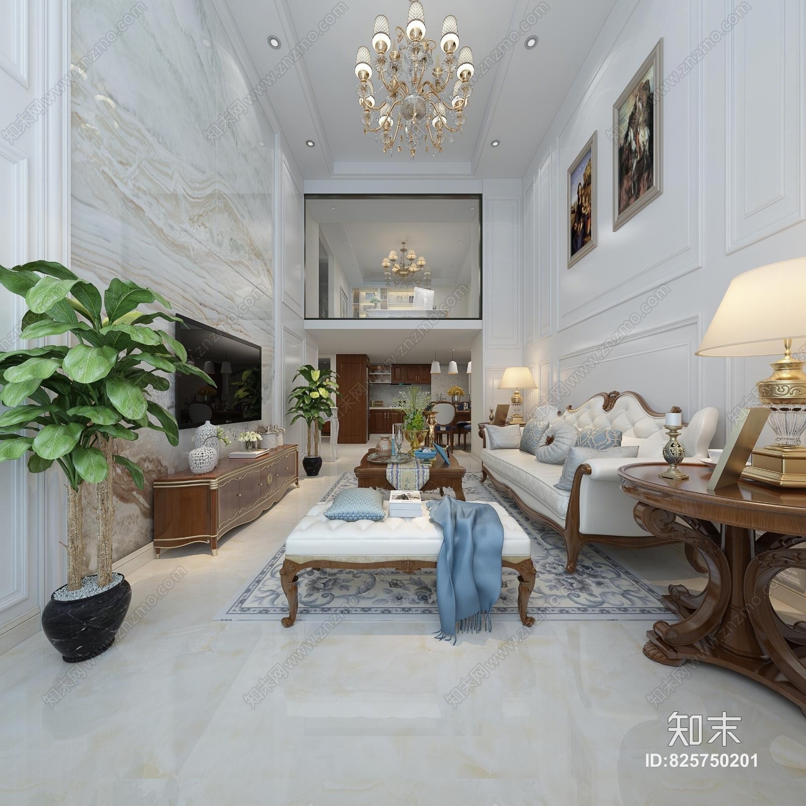 欧式复式楼3D模型下载【ID:825750201】