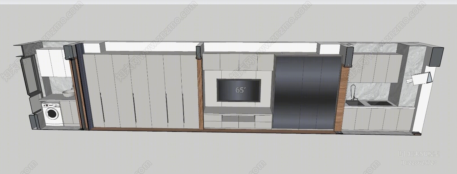 日式——单身公寓床SU模型下载【ID:228625723】