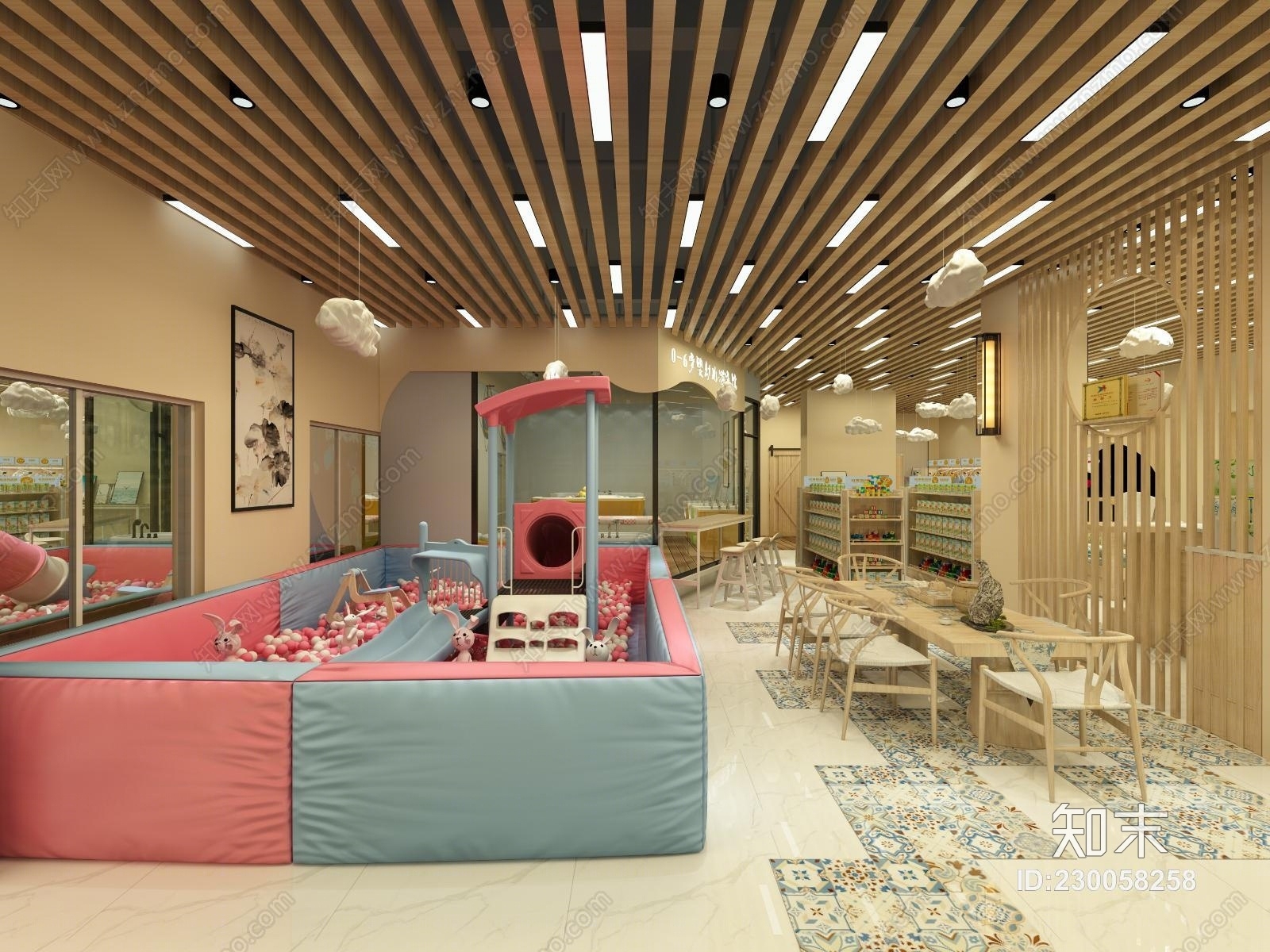 新中式母婴店玩具区滑滑梯3D模型下载【ID:230058258】