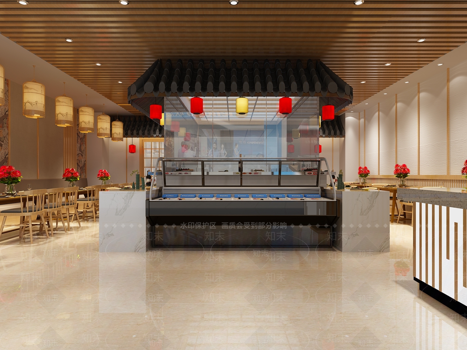 日式日本寿司店店面餐椅餐桌3D模型下载【ID:434967828】