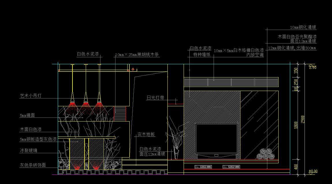 客厅电视背景造型墙施工图下载【ID:128598233】