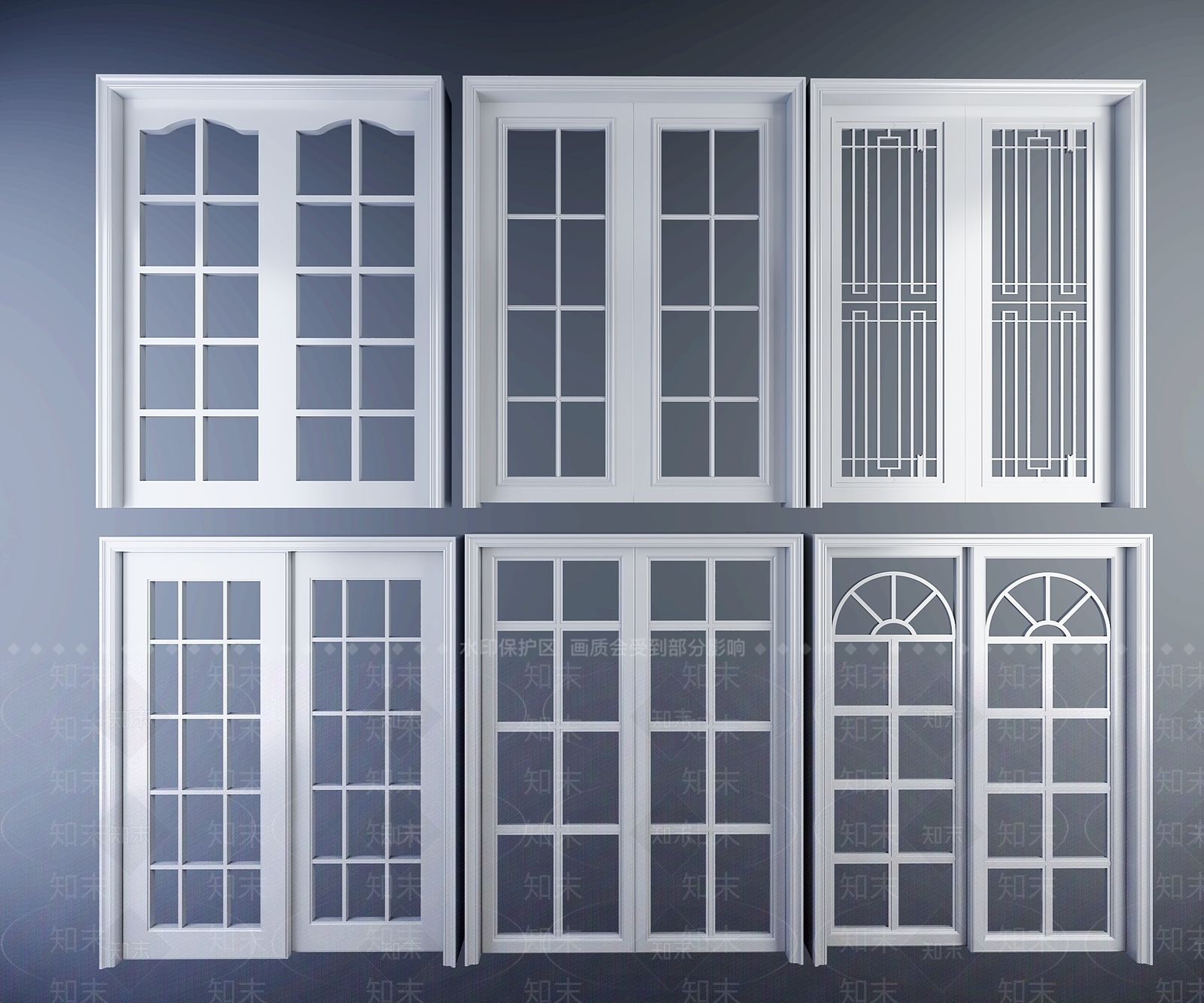 北欧推拉门3D模型下载【ID:632825616】