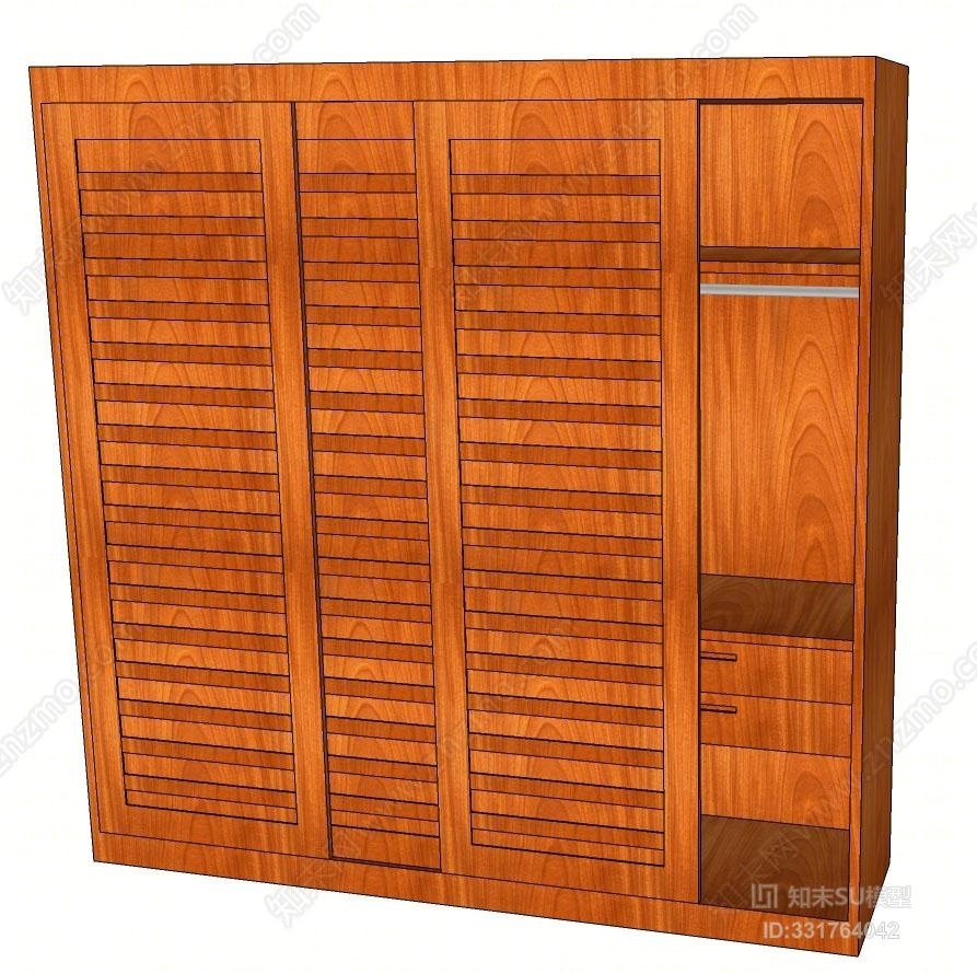 推拉实木衣柜柜子SU模型下载【ID:331764042】