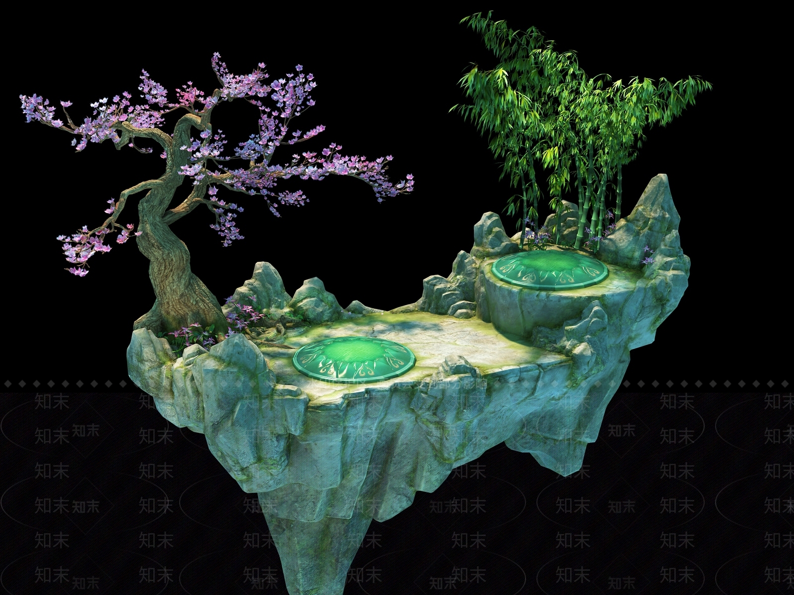 现代桃树假山3D模型下载【ID:334803639】