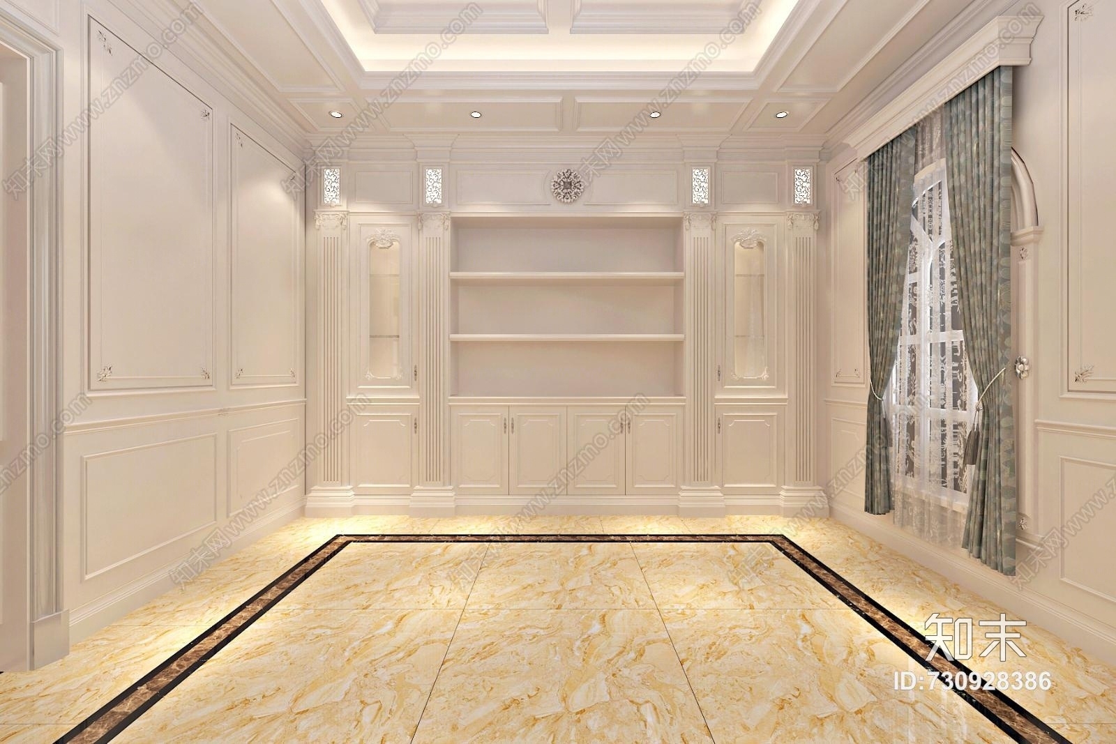 美式全屋实木定制3D模型下载【ID:730928386】