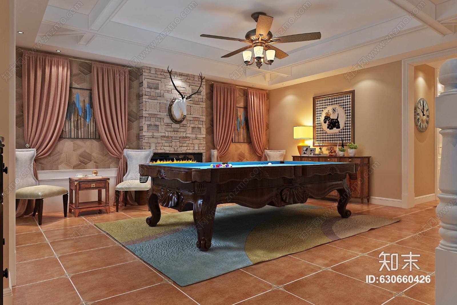 美式地下室3D模型下载【ID:630660426】