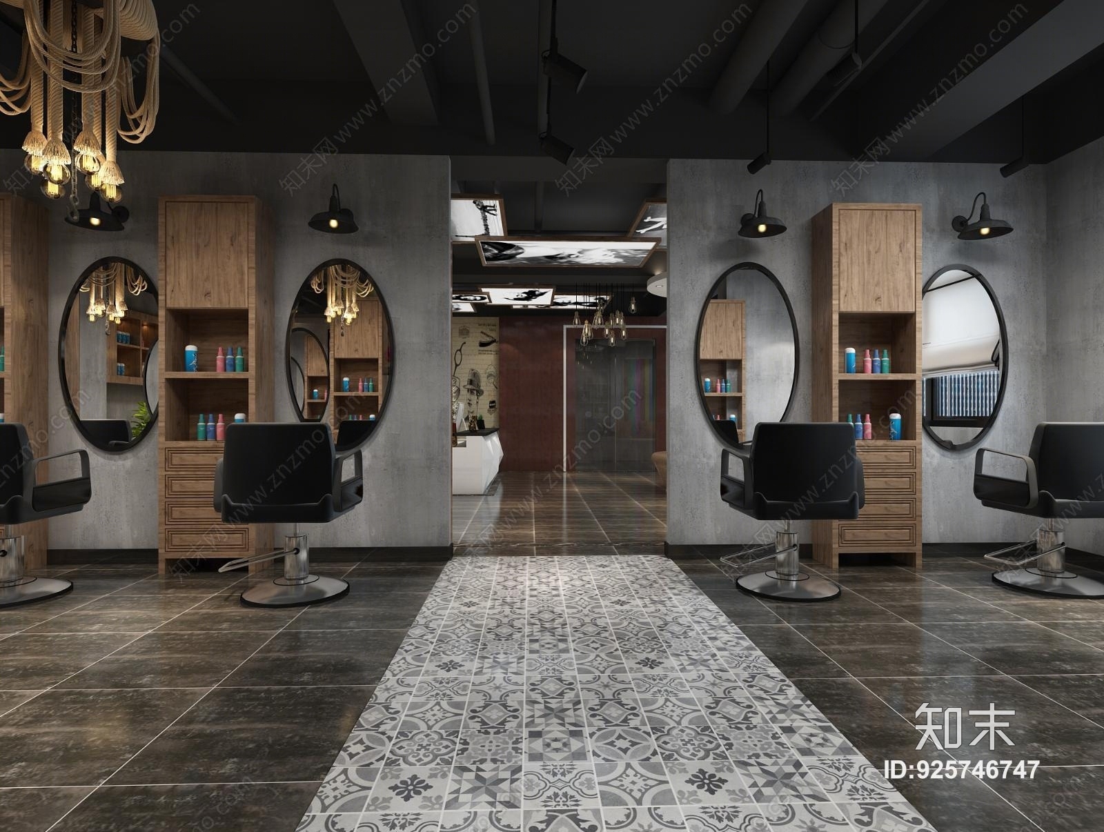 工业风格理发店3D模型下载【ID:925746747】