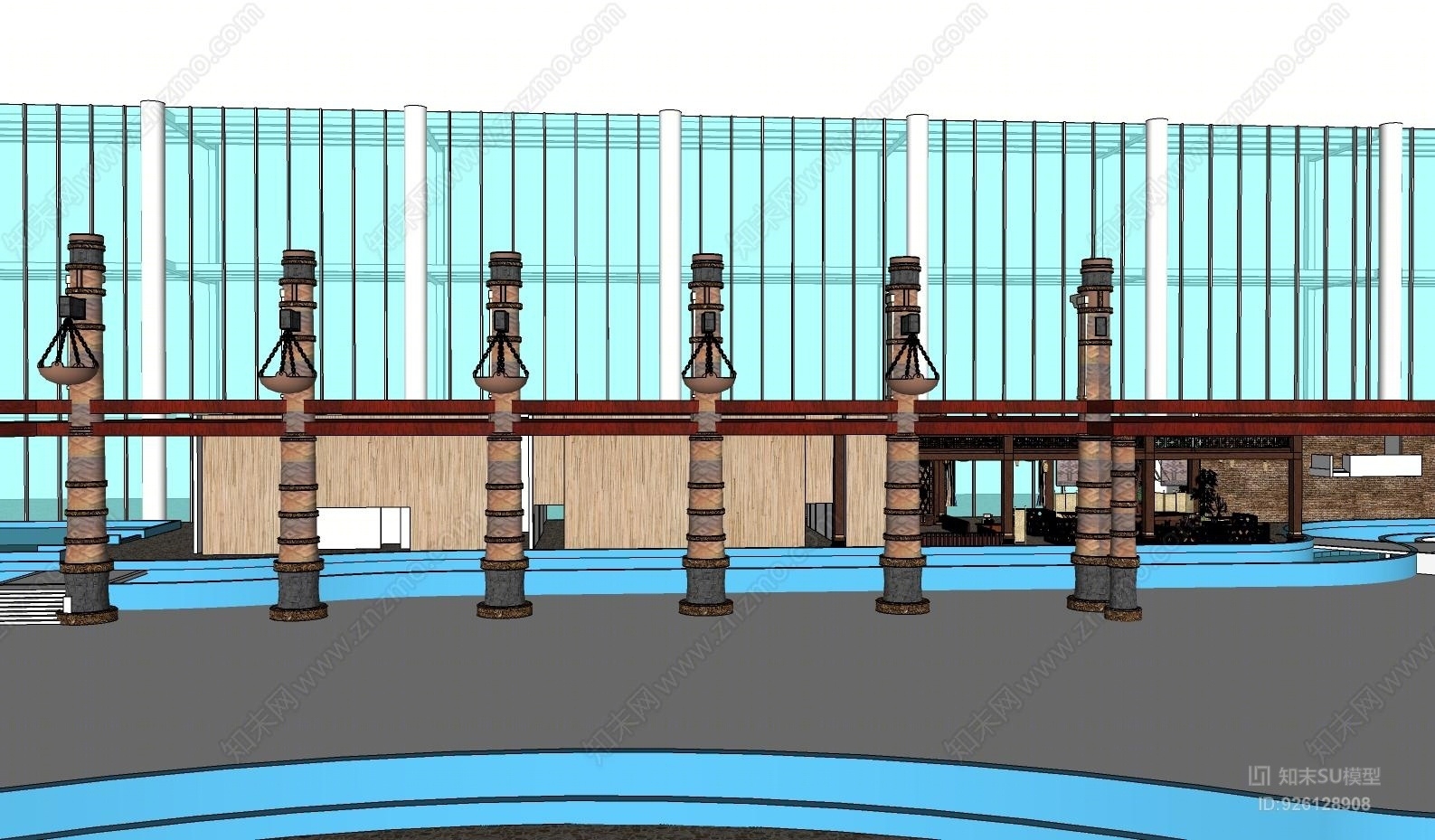 东南亚风格餐厅SU模型下载【ID:926128908】